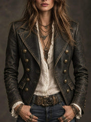 Women's Genuine Lambskin Leather Jacket – Vintage Military Style