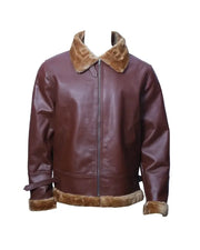 Men’s shearling leather aviator jacket front view
