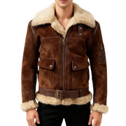 Arnold B-6 Aviator Choco Brown Suede Bomber Jacket