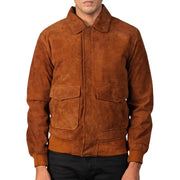 Striker A-2 Tan Suede Flight Bomber Leather Jacket