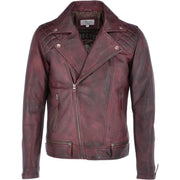 Mens Viking Bordeaux Leather Biker Jacket
