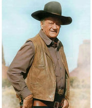 John Wayne Brown Leather Vest