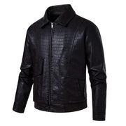 Men’s croc embossed leather jacket front view