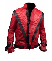 Men’s Michael Jackson Thriller red leather jacket front view