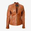Womens Tan Brown Cafe Racer Leather Jacket