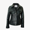 Womens Black Leather Four Pocket Trucker Jacket