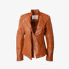 Women's Tan Brown Asymmetrical Biker Style Leather Jacket
