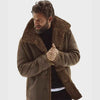 Men’s Real Sheepskin Shearling Coat – Black Leather Winter Fur Jacket