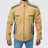 Austin Men’s Tan & Navy Cafe Racer Suede Leather Jacket