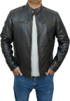 Men's Rub-Off Distressed Brown Cafe Racer Style Leather Jacket