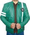 Ryan Reynolds Green and White Leather Jacket Men - Superhero Cosplay Style Biker Jacket