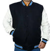 “Black Varsity Letterman Jacket Wool Body & White Leather Sleeves