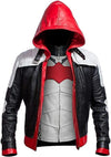 Batman Arkham Knight Red Hooded Leather Jacket