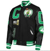 Boston Celtics Mash Up Finals Champions green varsity jacket front view