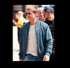 Brad Pitt Blue Suede Bomber Jacket – Leather Style