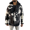 Black & White Hair-on-Hide Cowhide Moto Jacket - Genuine Full-Grain Leather Biker Coat