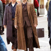 David Double Breasted Brown Wool Long Trench Coat