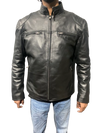 Men's Black Lambskin Biker Style Leather Jacket