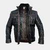 Men’s Distressed Leather Motorcycle Jacket – Black