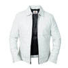 Mens Shirt Collar Off White Real Leather Jacket