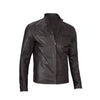 Mens Dark Brown Cowhide Cafe Racer Leather Jacket