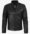 Men's Austin Cafe Racer Black Leather Jacket