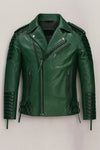 Men's Charles Burnt Green Leather Jacket