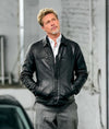 Brad Pitt Wolfs 2024 Black Leather Jacket