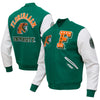 Men's Green and Orange FAMU Varsity Jacket - Classic Letterman Style with White Sleeves
