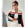 Women Oversized Colorblock Cropped leather Jacket