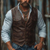 Men's Genuine Lambskin Leather Vest – Brown Western Cowboy Biker Waistcoat