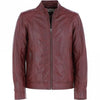 Mens Hard Knott Burgundy Leather Biker Jacket
