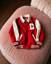 Boston Celtics red varsity jacket front view