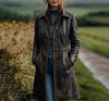 Genuine Lambskin Leather Long Coat | Black Trench Overcoat, Handmade Vintage Style