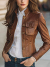Vintage Black Leather Jacket | Fitted Short Coat, Chic Fall Fashion Jacket