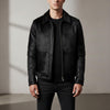Men's Black Hair on Hide Leather Jacket | Real Cowhide-Fur-Coat | Luxury-Handmade Pony-Hair-Jacket | Minimalist Black-Leather Bomber