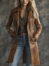 Women's Brown Genuine Leather Trench Coat – Vintage Long Jacket