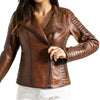 Anne Quilted Brown Leather Biker Jacket