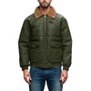 Branden Brown Shearling Green Leather Bomber Jacket