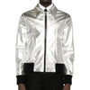 Dan Silver Leather Bomber Jacket