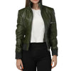 Madison Green Leather Bomber Jacket