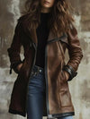 Women's Vintage Brown Genuine Lambskin Leather Trench Coat