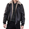 Ace Squadron Black Leather Bomber Jacket