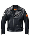 Halloween Patches Black Leather Jacket
