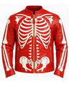 Skeleton Leathers Bones Red Leather Jacket