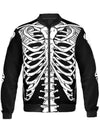 Halloween Ribcage Skeleton Black Bomber Jacket