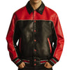 Harland Black & Red Leather Varsity Jacket