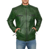 Mateo Distressed Green Leather Biker Jacket