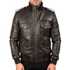 Retro Brown Bomber Leather Jacket
