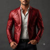 Men's Burgundy Red Lambskin Leather Blazer – Genuine Leather Slim Fit Formal Coat